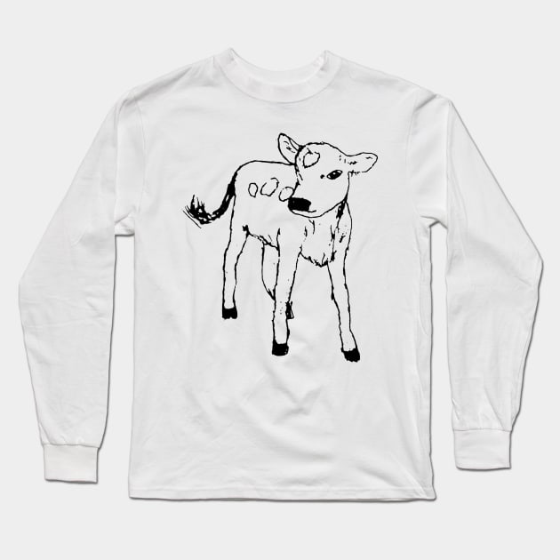 Calf Sketch Long Sleeve T-Shirt by jhsells98